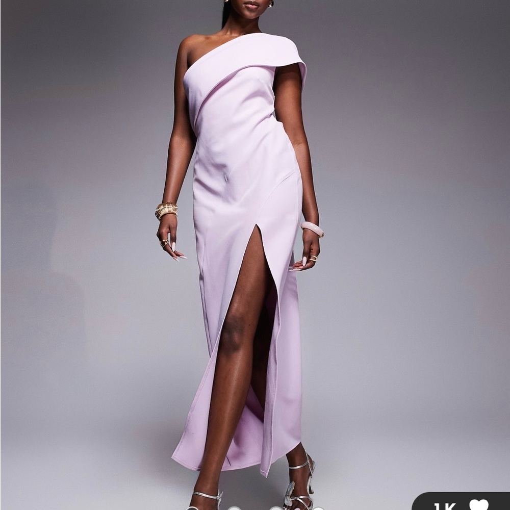 ASOS One-Shoulder Lavender Evening Dress with High Front Slit